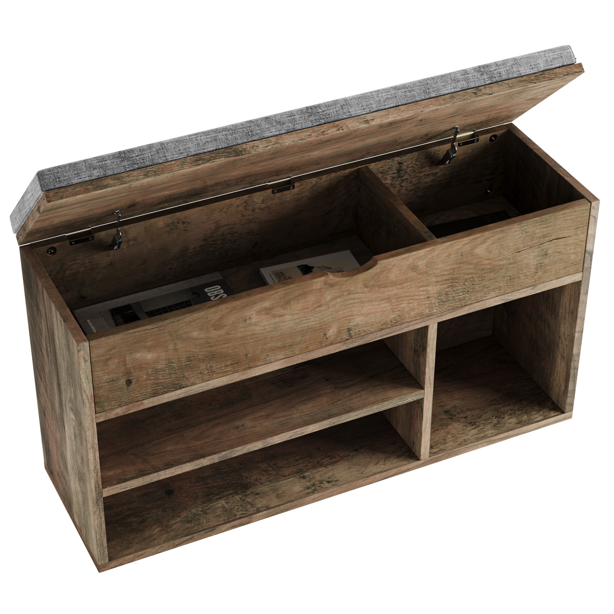 Open Shoe Bench Huloretions Shoe Bench With Padded Cushion,Shoe Storage Bench With 2 ...
