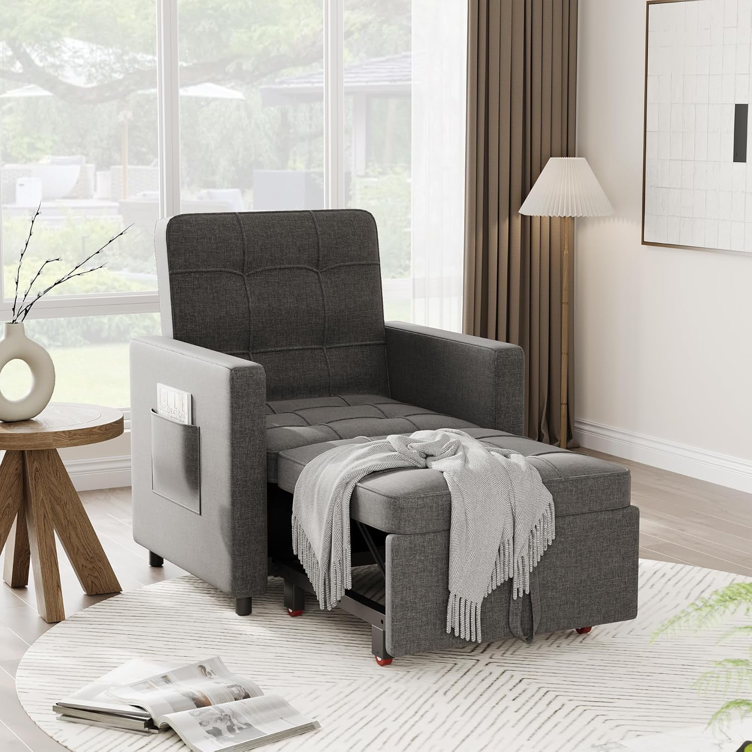 Huloretions Sleeper Chair Pull Out Bed, 3in1 Sofa Bed Chair, 5 Gears