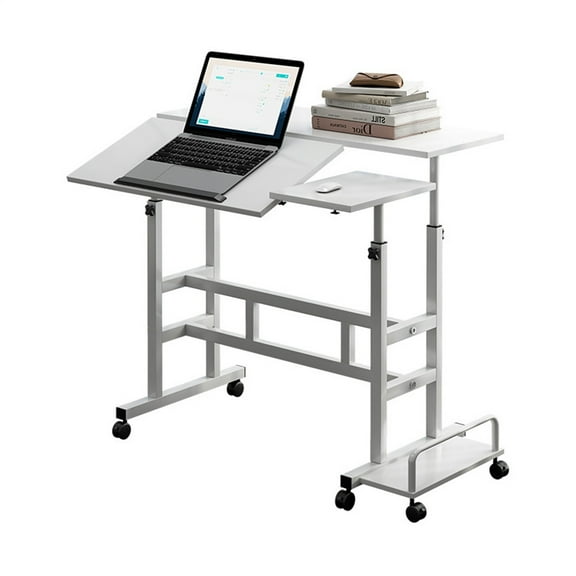 Huloretions Standing Desk Adjustable Height 26.4"-61",Mobile Stand Up Desk with Wheels,Small Computer Desk Rolling Desk Portable Laptop Desk Standing Table Home Office Desks
