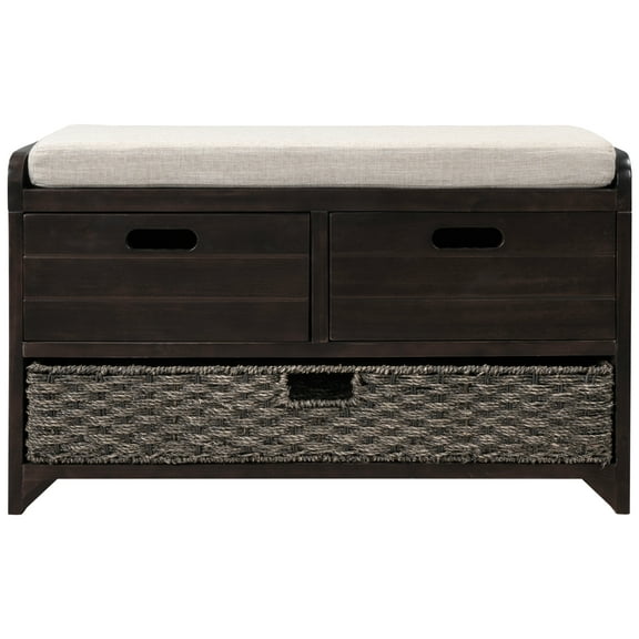 Huloretions Storage Ottoman Bench,Storage Bench With Removable Basket 2 Drawers,Storage Chest,Foot Rest Stool With Removable Cushion  For Living Room Bedroom Hallway