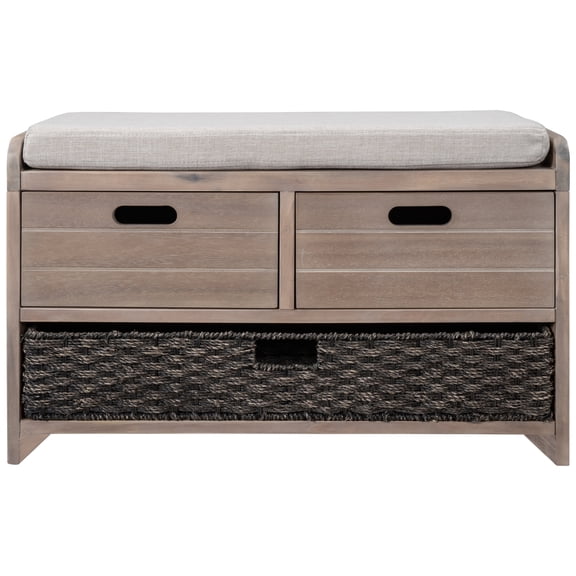 Huloretions Storage Ottoman Bench,Storage Bench With Removable Basket 2 Drawers,Storage Chest,Foot Rest Stool With Removable Cushion For Living Room Bedroom Hallway