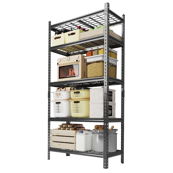 Huloretions Storage Shelves Unit,72”H 5-Shelf Adjustable Heavy Duty Steel Rack Storage Shelving Organizer for Kitchen,Garage,Basement,Warehouses