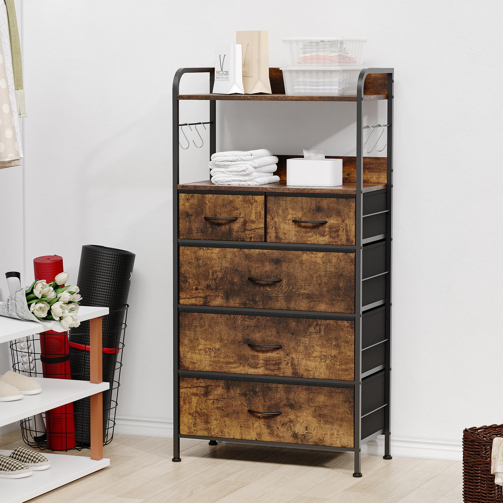 Huloretions Tall Dresser With Drawers,Dresser for Bedroom with 5 ...