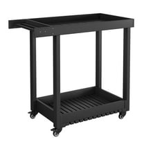 Huloretions Utility Service Cart,2 Shelf Rolling Utility Cart,Kitchen Food Service Cart With Ergonomic Handle,500Lbs Load Flexible Wheels For Home Office Warehouse Garage