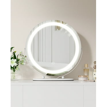 Huloretions Vanity Mirror with Lights,19 Inch Large Round LED Vanity Mirror,3 Color Lighting Modes Adjustable Brightness Smart Touch Control 360°Rotation,Lighted Makeup Mirror for Bedroom