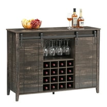 Huloretions Wine Bar Cabinet,47" Farmhouse Coffee Bar Cabinet w/Sliding Barn Door,Kitchen Coffee Bar Cabinet Buffet Sideboard Cabinet with 16 Bottle Wine Rack for Dining,Living Room Dining Kitchen