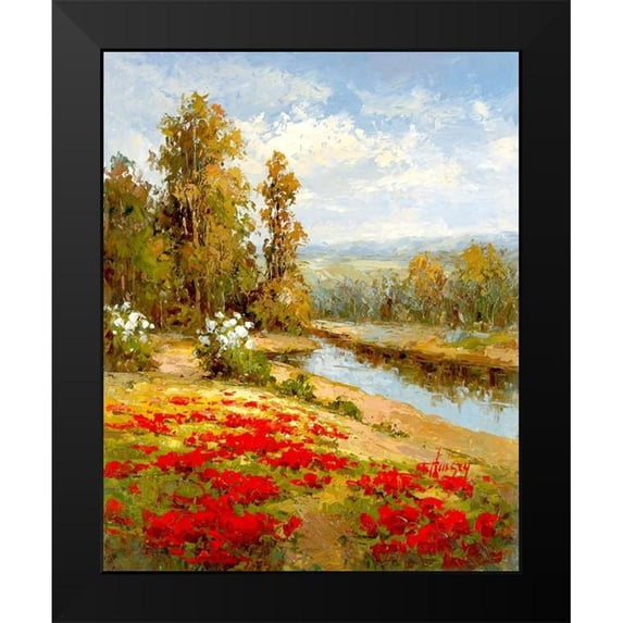 Hulsey 15x18 Black Modern Framed Museum Art Print Titled - Poppy River Bank