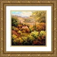 thumbnail image 1 of Hulsey 20x20 Gold Ornate Wood Framed with Double Matting Museum Art Print Titled - Mediterranean Valley Farm, 1 of 4