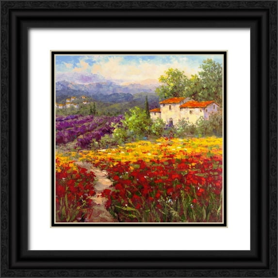 Hulsey 26x26 Black Ornate Wood Framed with Double Matting Museum Art Print Titled - Fleur Du Pays II