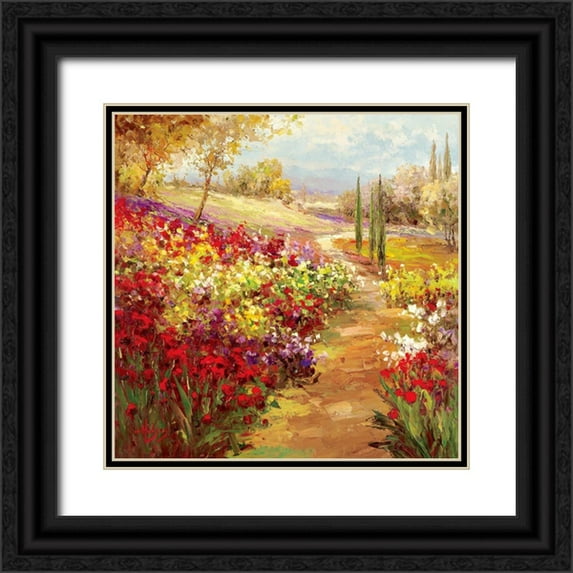 Hulsey 26x26 Black Ornate Wood Framed with Double Matting Museum Art Print Titled - Trainee de Fleur