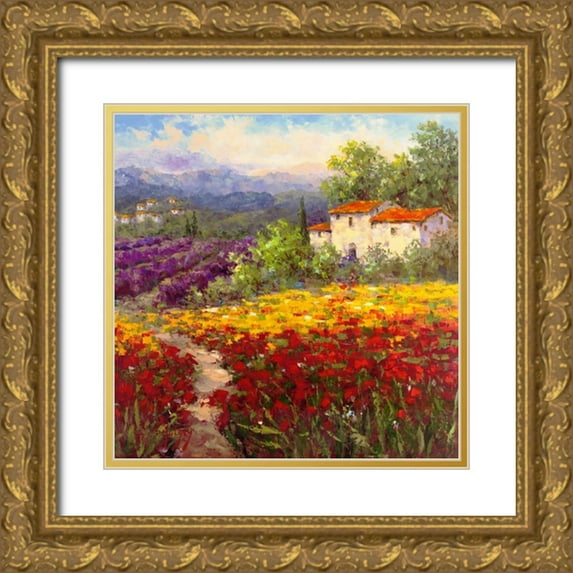 Hulsey 26x26 Gold Ornate Wood Framed with Double Matting Museum Art Print Titled - Fleur Du Pays II