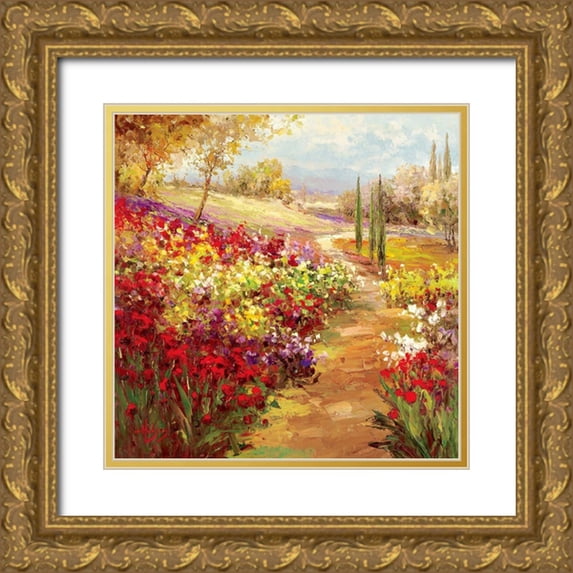 Hulsey 26x26 Gold Ornate Wood Framed with Double Matting Museum Art Print Titled - Trainee de Fleur