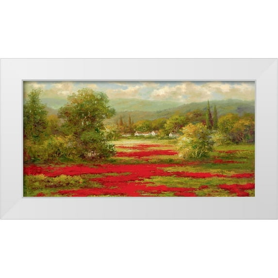 Hulsey 32x18 White Modern Wood Framed Museum Art Print Titled - Red Poppy Field
