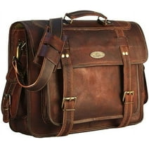 Hulsh 16 inch Leather Briefcase Laptop Messenger Bag Best Computer Satchel Handmade Bags for Men