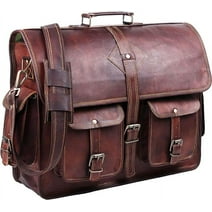 Hulsh Vintage Leather Laptop Bag for Men Full Grain Large Leather Messenger Bag for Men 18 inches with Rustic Look Best Leather Briefcase