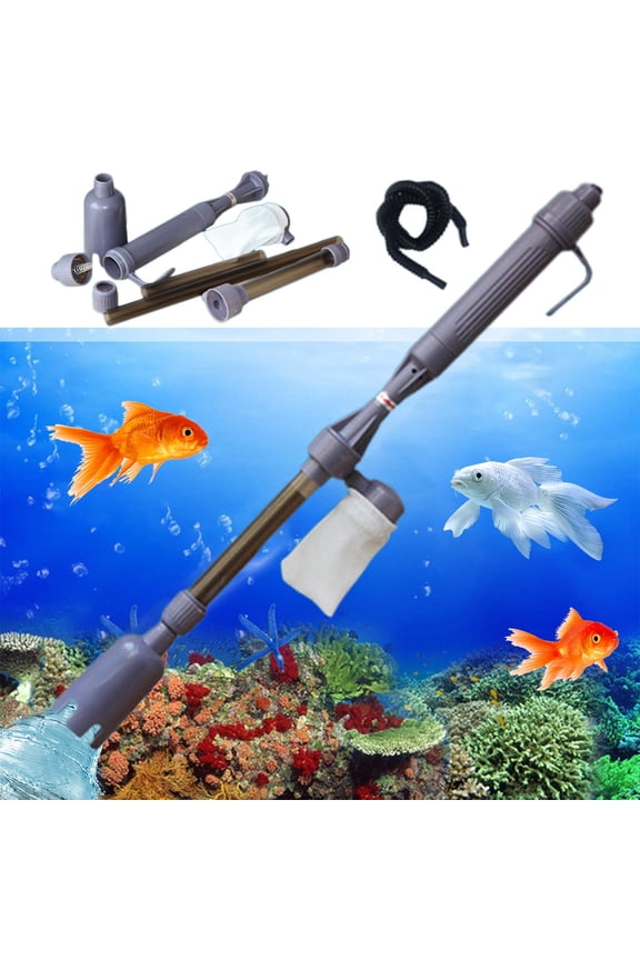 Automatic Aquarium Gravel Cleaner 4 in 1 Siphon Vacuum Water Changer with Sand Wash Tool for Cleaning Supplies(Gray)