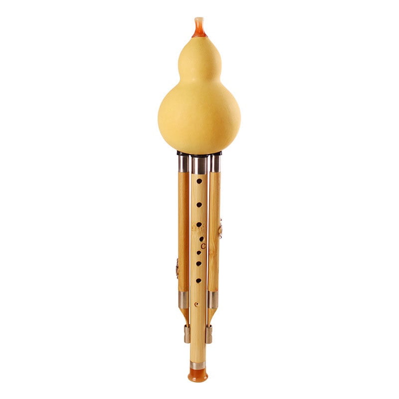 Hulusi Musical Instrument, Handmade Gourd Flute, C-key Gourd Flute, Traditional Chinese Instrument with Storage bag, For Beginners Performance