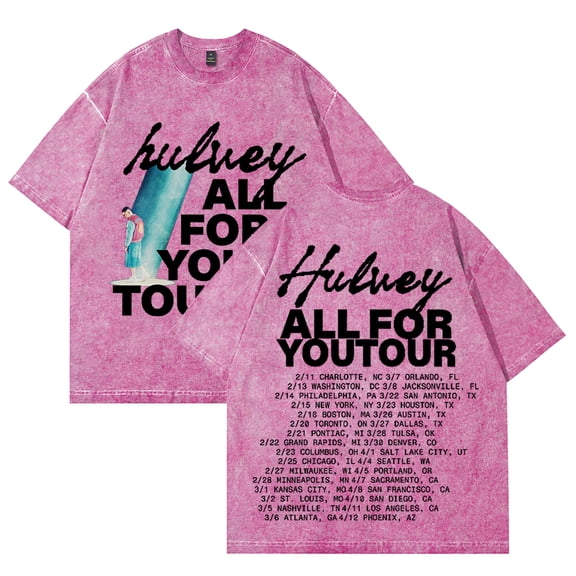 Hulvey All For You Tour Wash Cotton Tshirt Hip Hop Short Sleeve Harajuku Tee Shirt