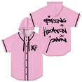 thumbnail image 1 of Hulvey Bring Heaven Down Baseball Jersey Women Men Hooded Short Sleeve Shirt Casual Trendy T-shirt, 1 of 2