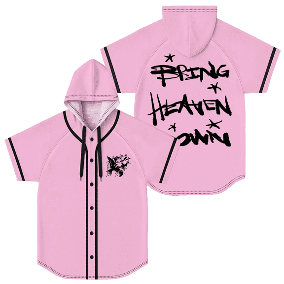 Hulvey Bring Heaven Down Baseball Jersey Women Men Hooded Short Sleeve Shirt Casual Trendy T-shirt
