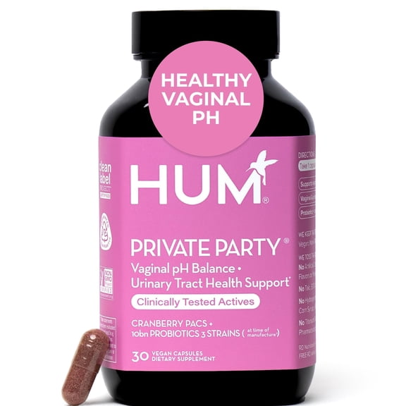 HUM Private Party Vaginal Probiotic with Cranberry & Lactobacillus Blend, 30ct