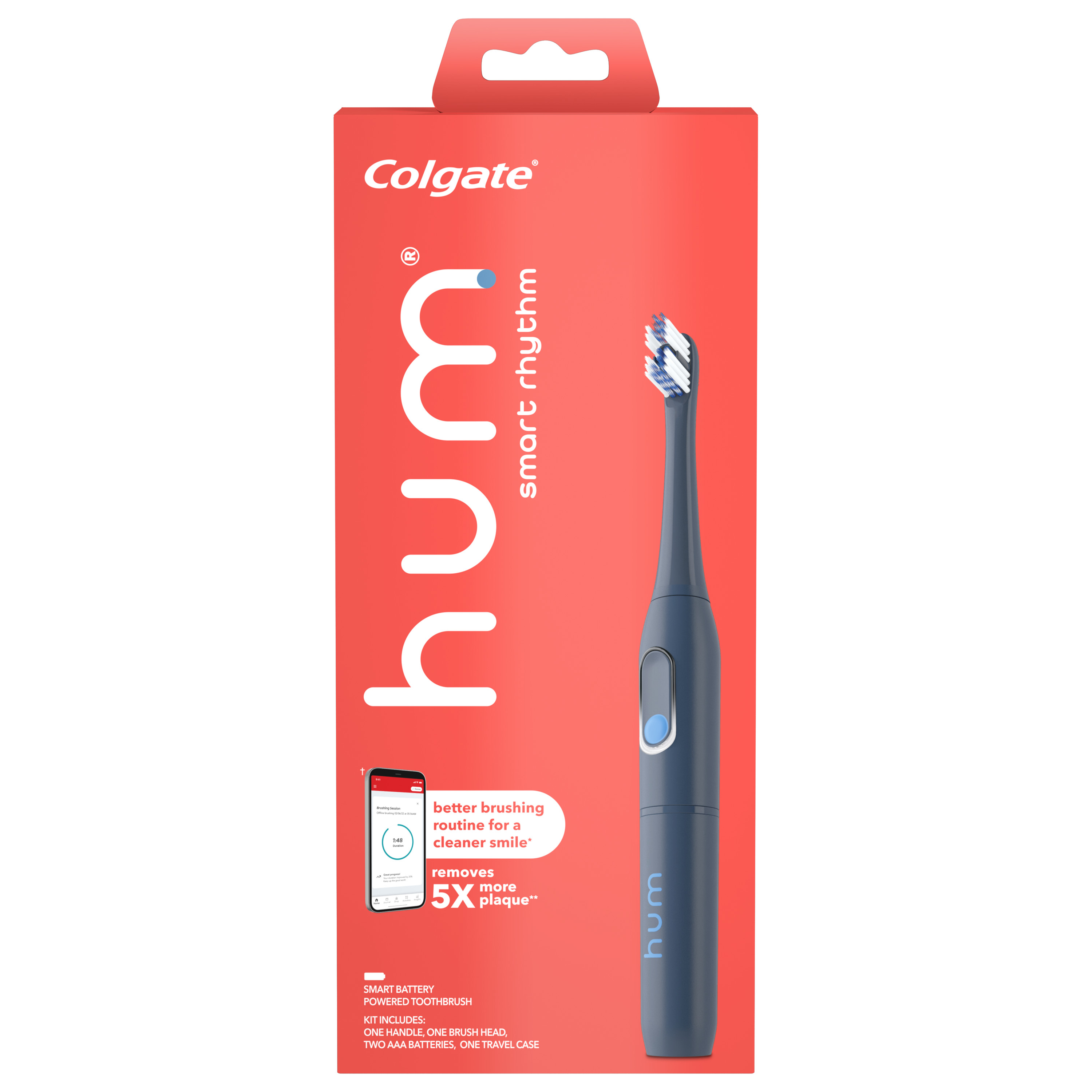 Hum by Colgate Smart Rhythm Sonic Adult Toothbrush Kit, Battery-Powered, Slate Grey - image 1 of 7
