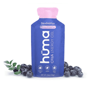 Huma Chia Energy Gel, Blueberries, 12 Gels - Real Food, Stomach Friendly Energy Gels