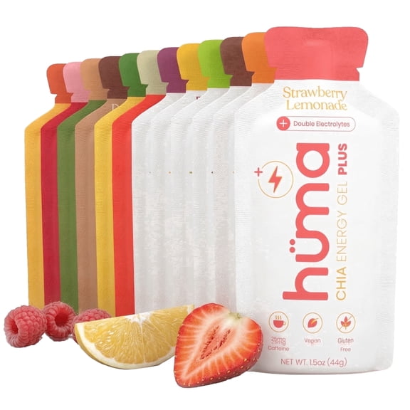 Huma Plus (Double Electrolytes) - Chia Energy Gel, 6 Original and 6 PLUS Gels, Variety Pack