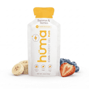 Huma Plus - Chia Energy Gel, Bananas & Berries, 24 Gels - Double Electrolytes, Real Food, Stomach Friendly Energy Gels