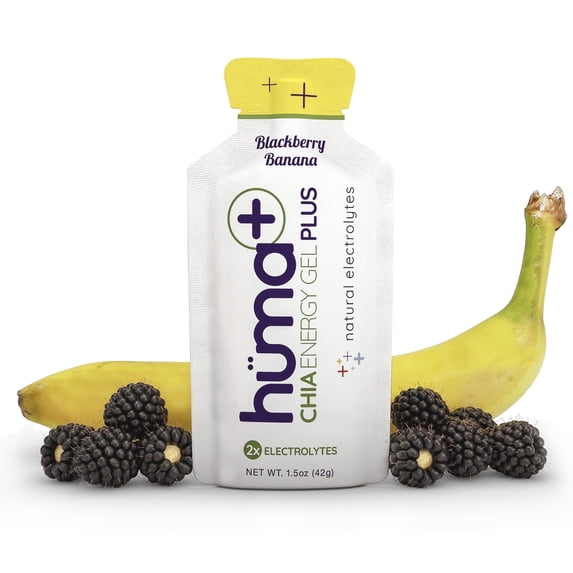 Huma Plus (Double Electrolytes) - Chia Energy Gel, BlackBerry Banana, 12 Gels