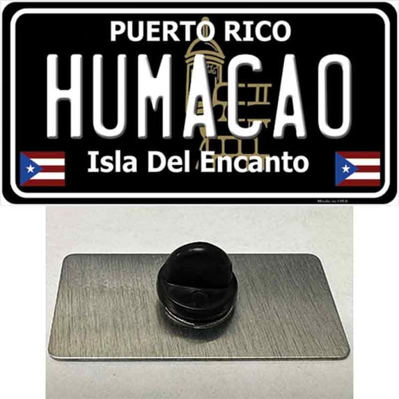 Humacao Puerto Rico Black Novelty Metal Hat Pin 1.5" x 0.75" Hat Pin (PIN)