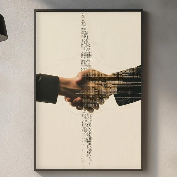 Human AI Handshake Tech Office Poster Unframed Paper Print