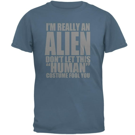 Human Alien Costume Mens T Shirt Indigo Blue 2XL