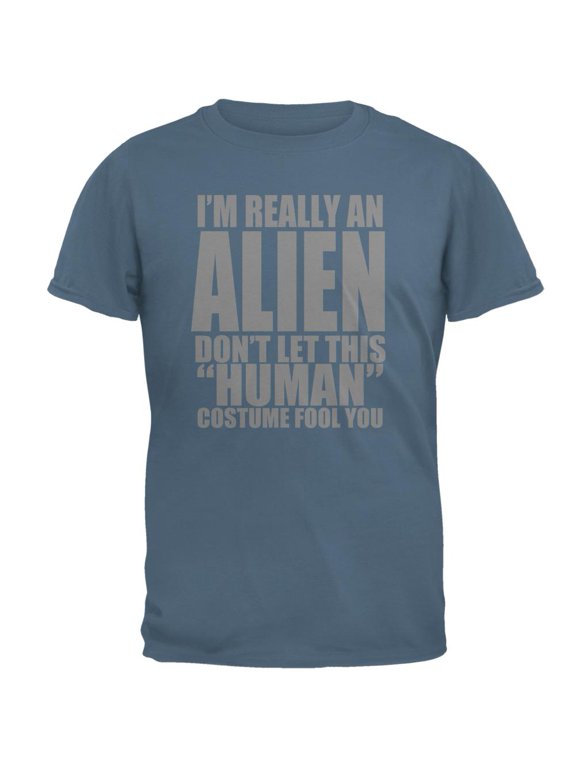 Human Alien Costume Mens T Shirt Indigo Blue SM