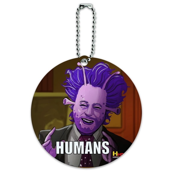 Human Aliens Guy History Meme Round Luggage ID Tag Card Suitcase Carry-On