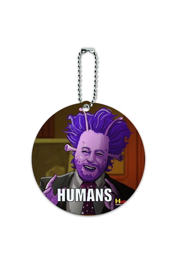 Human Aliens Guy History Meme Round Luggage ID Tag Card Suitcase Carry-On