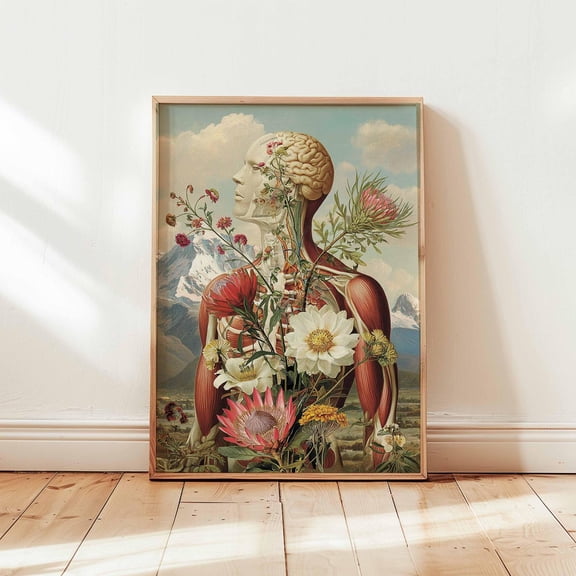 Human Anatomy Body Educational Medical Doctor Office Vintage Style, Unframed Paper Poster 8x10in