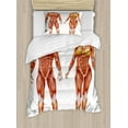 thumbnail image 1 of Human Anatomy Duvet Cover Set, Male and Female Bodies with Inner Mass Build Display Muscle System Graphic Print, Decorative 2 Piece Bedding Set with 1 Pillow Shams, Twin Size, Coral, by Ambesonne, 1 of 3