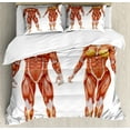 thumbnail image 1 of Human Anatomy Duvet Cover Set, Male and Female Bodies with Inner Mass Build Display Muscle System Graphic Print, Decorative 3 Piece Bedding Set with 2 Pillow Shams, Queen Size, Coral, by Ambesonne, 1 of 3