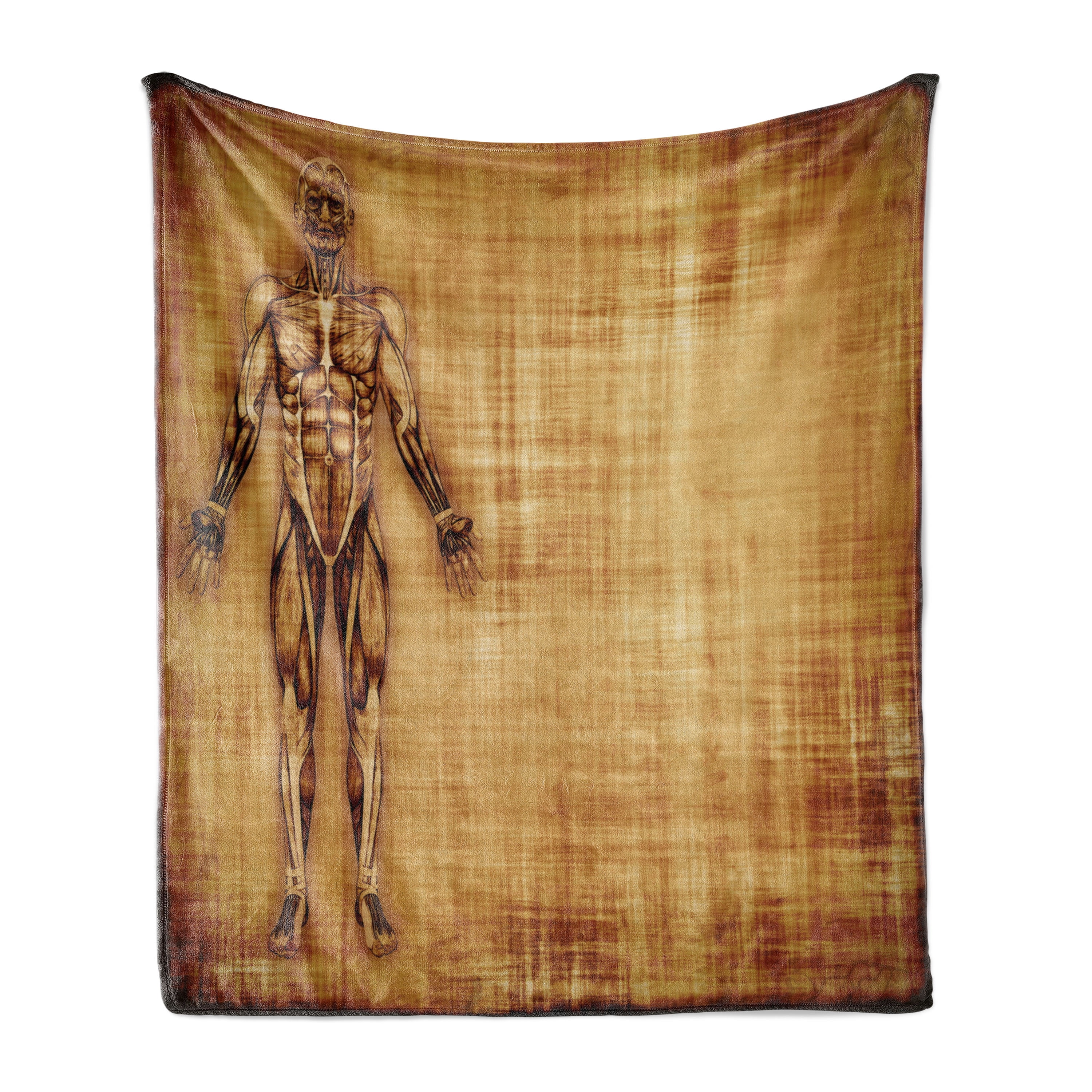 Human Body Rug Human Anatomy Soft Flannel Fleece Throw Blanket, Grunge Old Parchment ...