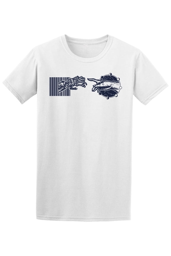 Human And Robot Hands Touching T-Shirt Men -Image by Shutterstock, Male Medium