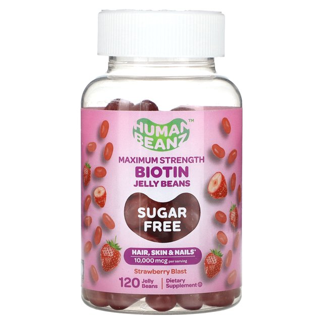 Human Beanz Biotin Jelly Beans Sugar Free Maximum Strength Hair, Skin