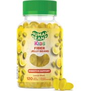 Human Beanz Kids Fiber Jelly Beans, Prebiotic Fiber Gummies for Children, Digestive Health Supplement, Vegetarian Gluten-Free Kosher Halal Non-GMO, 120 Lemon Gummies