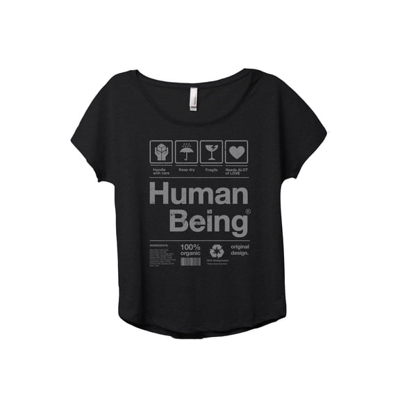 Human Being Women's Fashion Slouchy Dolman T-Shirt Tee Heather Black Large