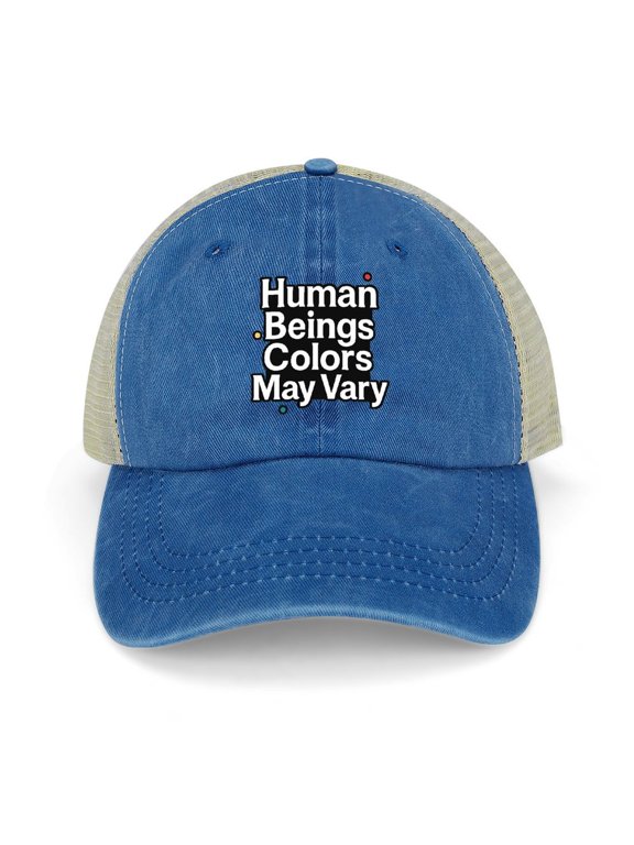 Human Beings Colors May Vary Dark Blue Adjustable Trucker Baseball Cap for Men Women, Mesh Snapback Hat