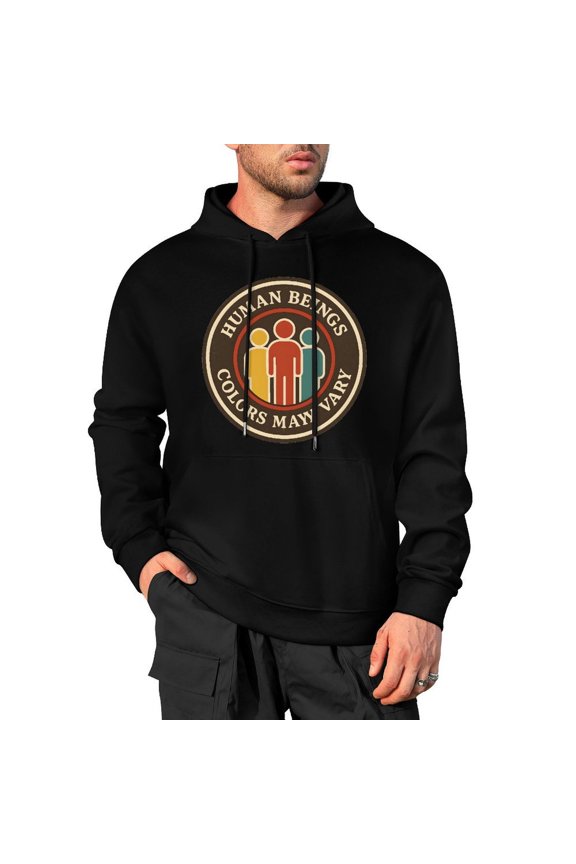 Human Beings Colors May Vary Men's Pullover Hooded Sweatshirt, Moisture Wicking & Breathable X-Large