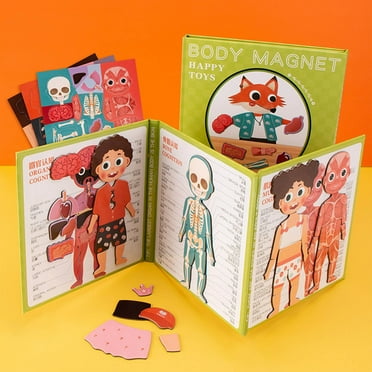 Human Body Anatomy Book for Toddlers, Preshool Montessori Learning Busy Board, Interactive Educational Activities Felt Busy Book, Travel Toys for Boys Girls Gifts with Box