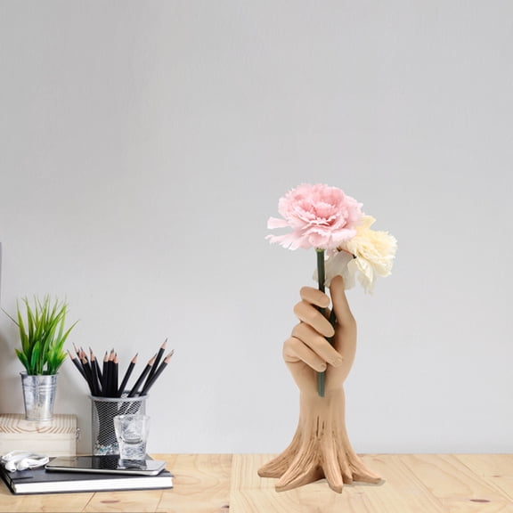 Human Body Ceramic Hand Vase, Arm Body Shaped Small Flower vase Modern Aesthetic Decorative White Ceramic vases for Home Living Room Decor 6.1 Inch