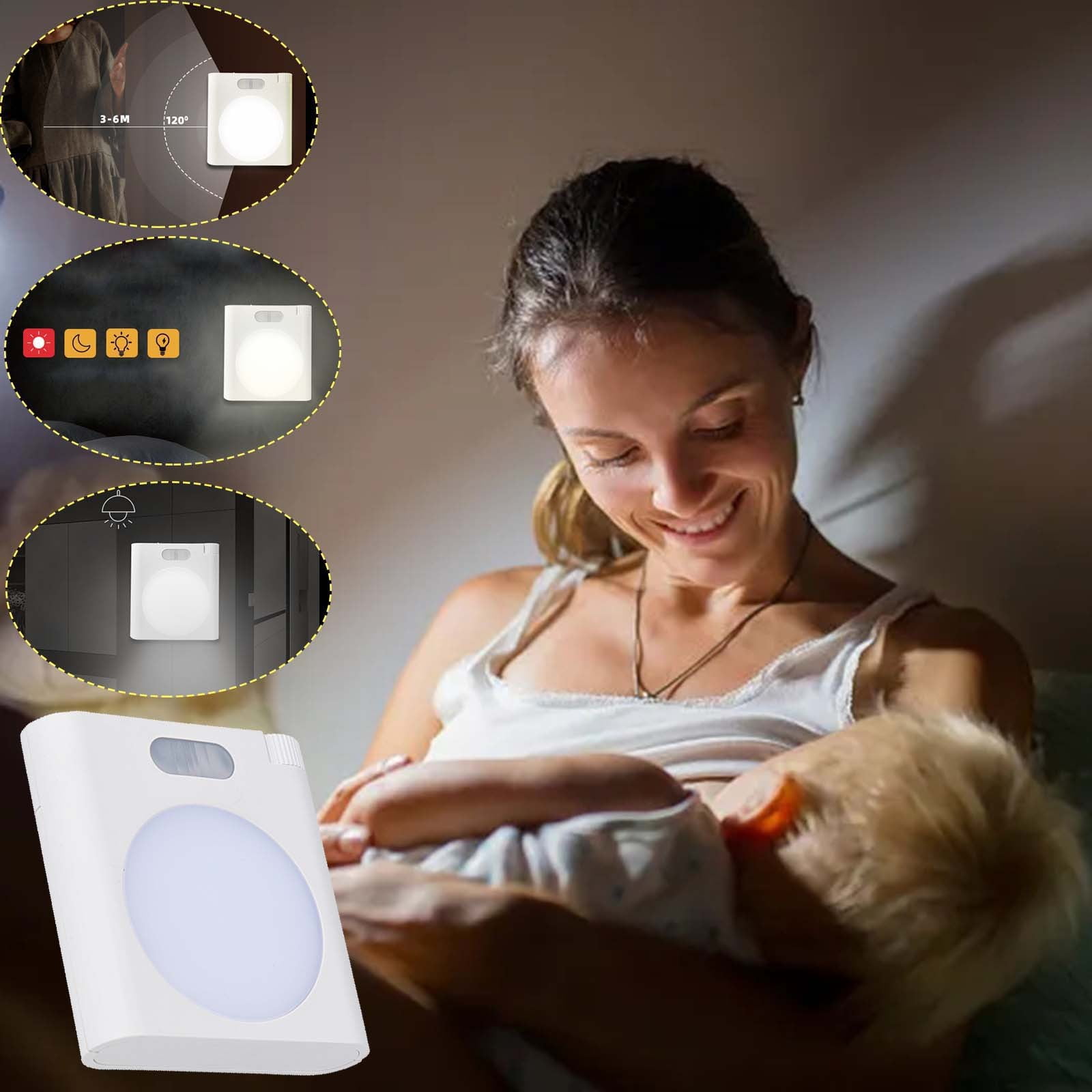 Human Body Sensing LED Night Light, Infrared Dimming Motion Sensor Lamp, Intelligent Sensing Night Light for Home and Bathroom, Energy-Saving Light