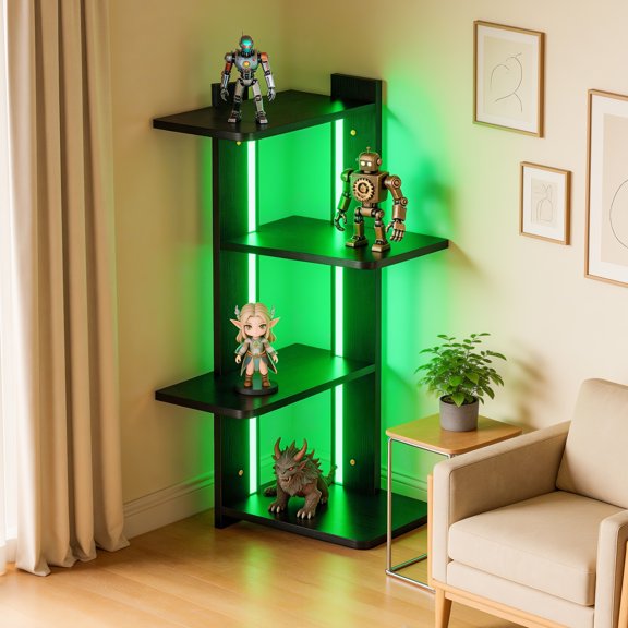Human Body Sensor Light Coat Rack Wall Mount with Shelf,Entryway Hanging Shelves 5 Hooks Motion-Activated LED for Hats Clothes